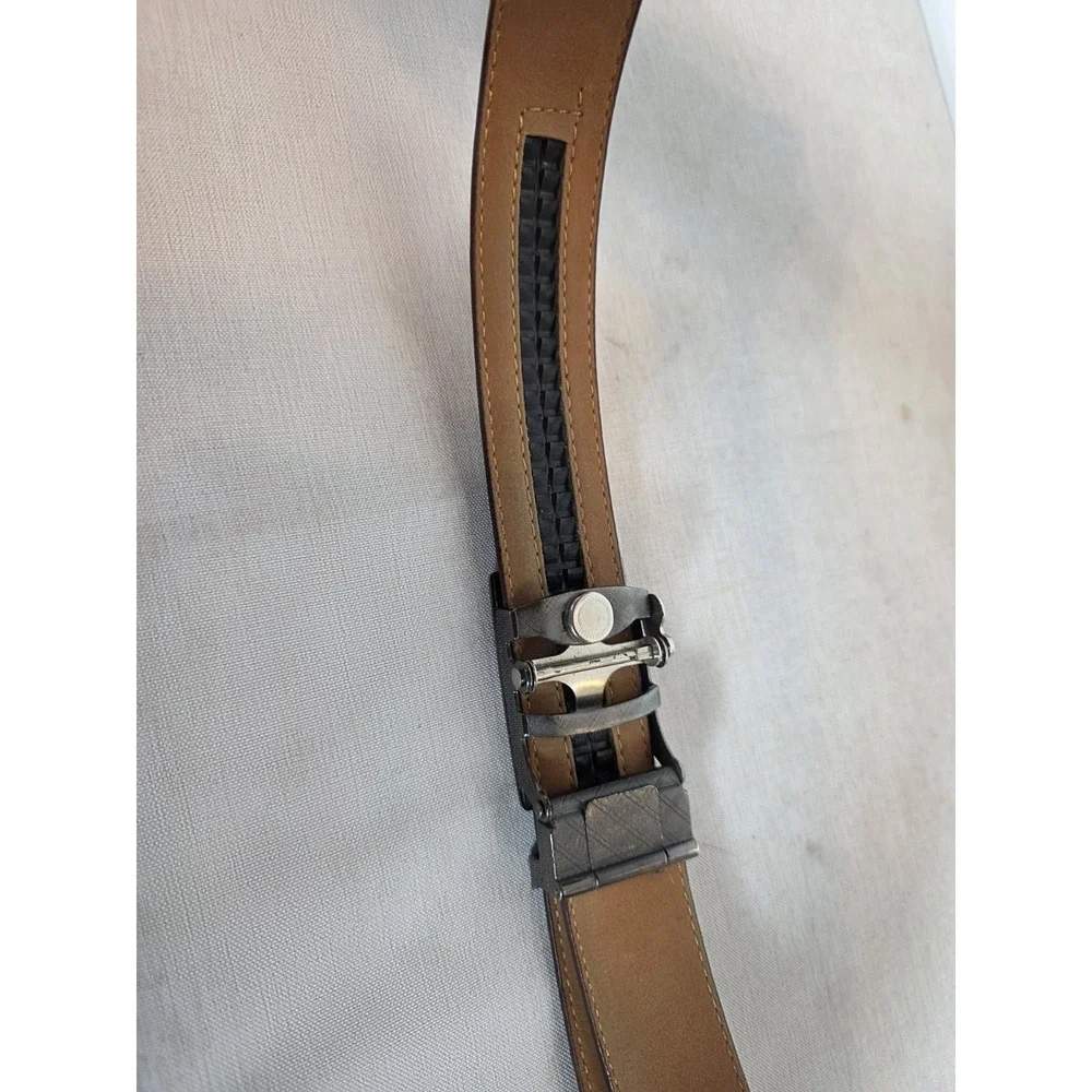 Two Diao Belt Crocodile Swords Silver And Brown Leather‎ Click Belt 44